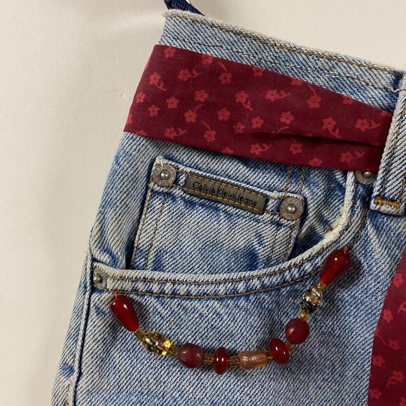 Vintage Homemade Calvin Klein Jeans Denim Shoulder Bag Purse tote Handmade - Picture 3 of 9